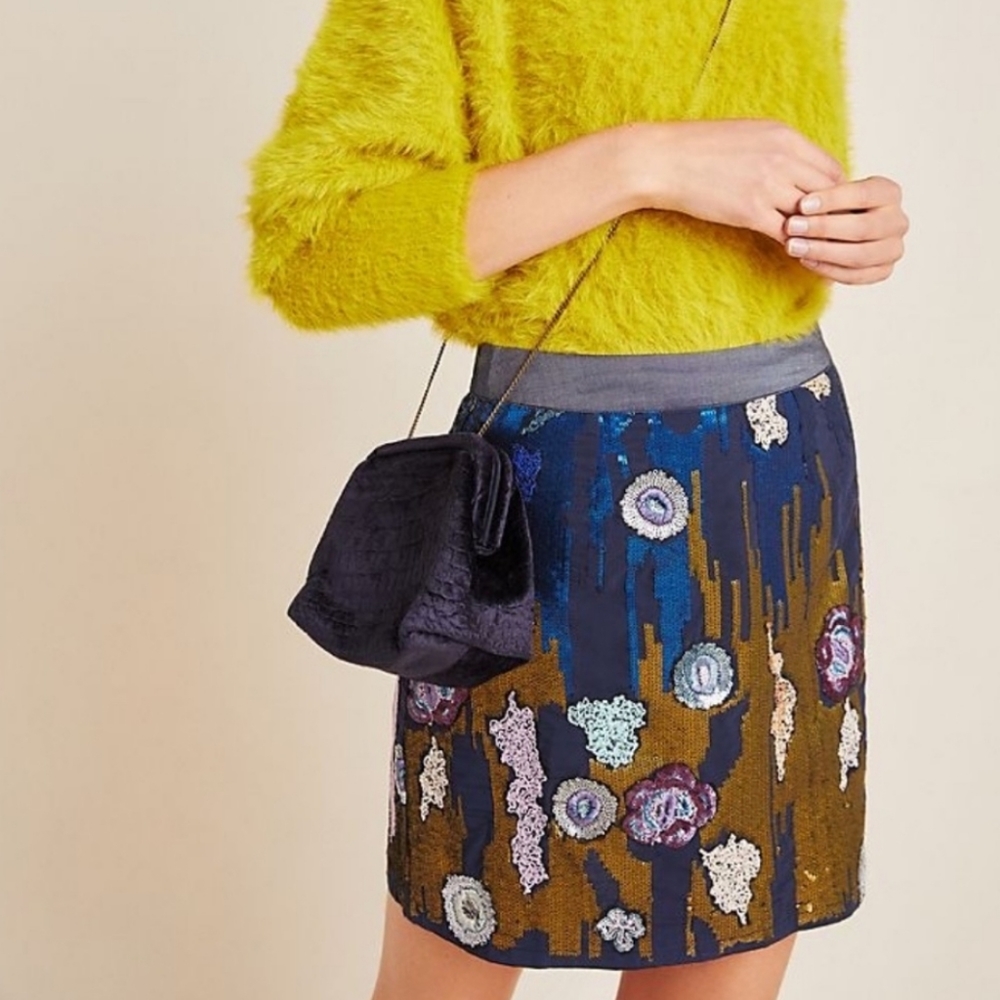 Anthropologie Geisha Designs Georgette Seq'd Mini, Size 10